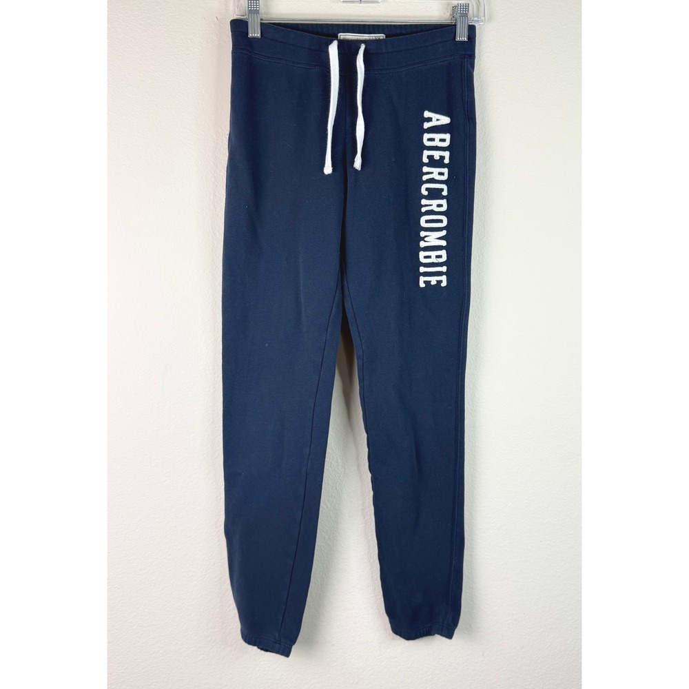Abercrombie & Fitch Joggers Women XS Navy Blue Logo Sweatpants Drawstring